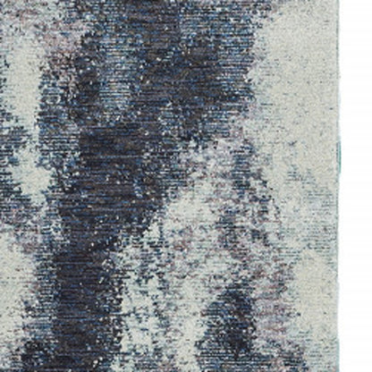 2' X 8' Navy And Ivory Abstract Power Loom Stain Resistant Runner Rug