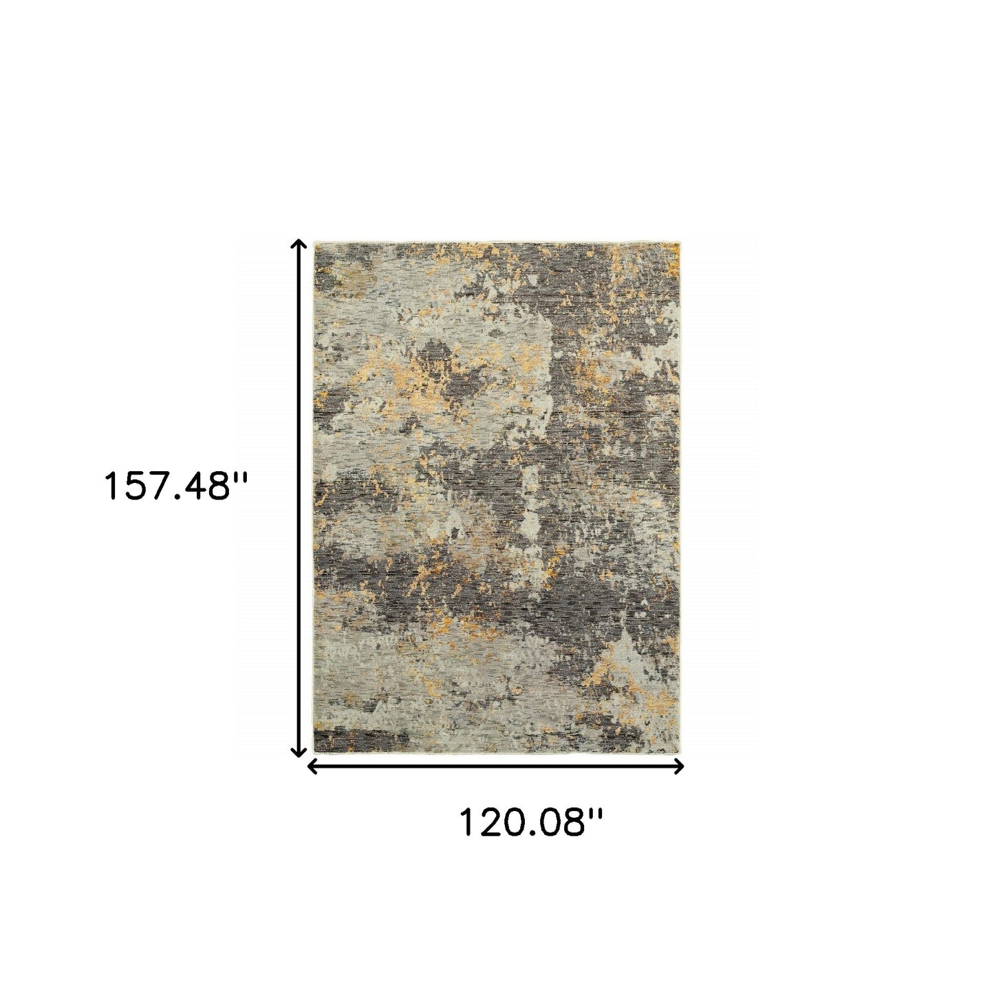 10' X 13' Grey And Gold Abstract Power Loom Stain Resistant Area Rug