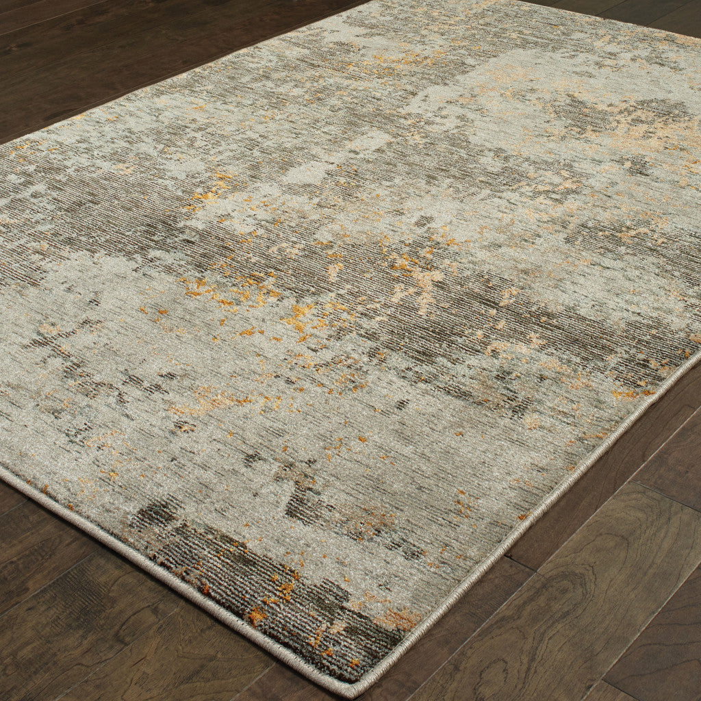 3' X 5' Grey And Gold Abstract Power Loom Stain Resistant Area Rug