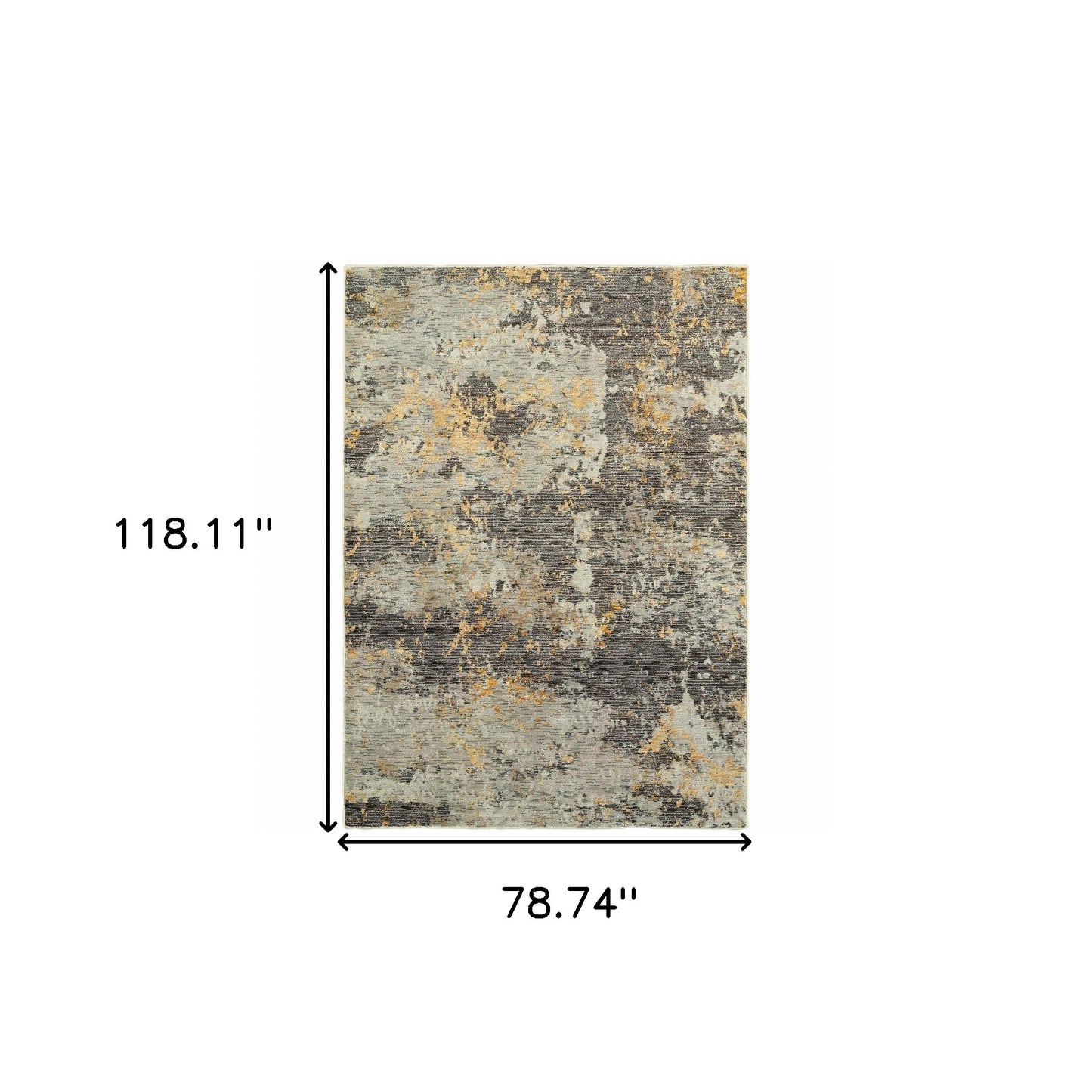 6' X 9' Grey And Gold Abstract Power Loom Stain Resistant Area Rug