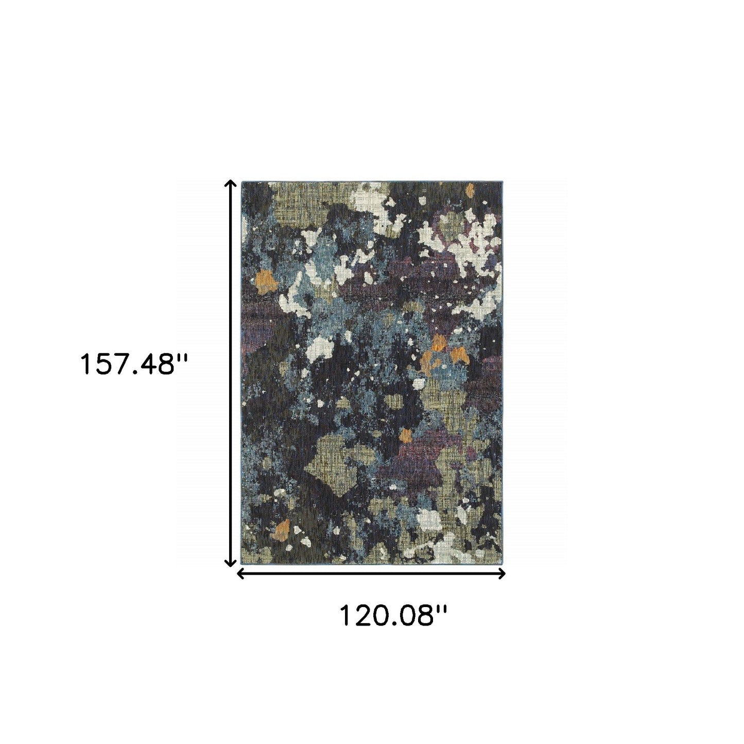 10' X 13' Navy And Green Abstract Power Loom Stain Resistant Area Rug