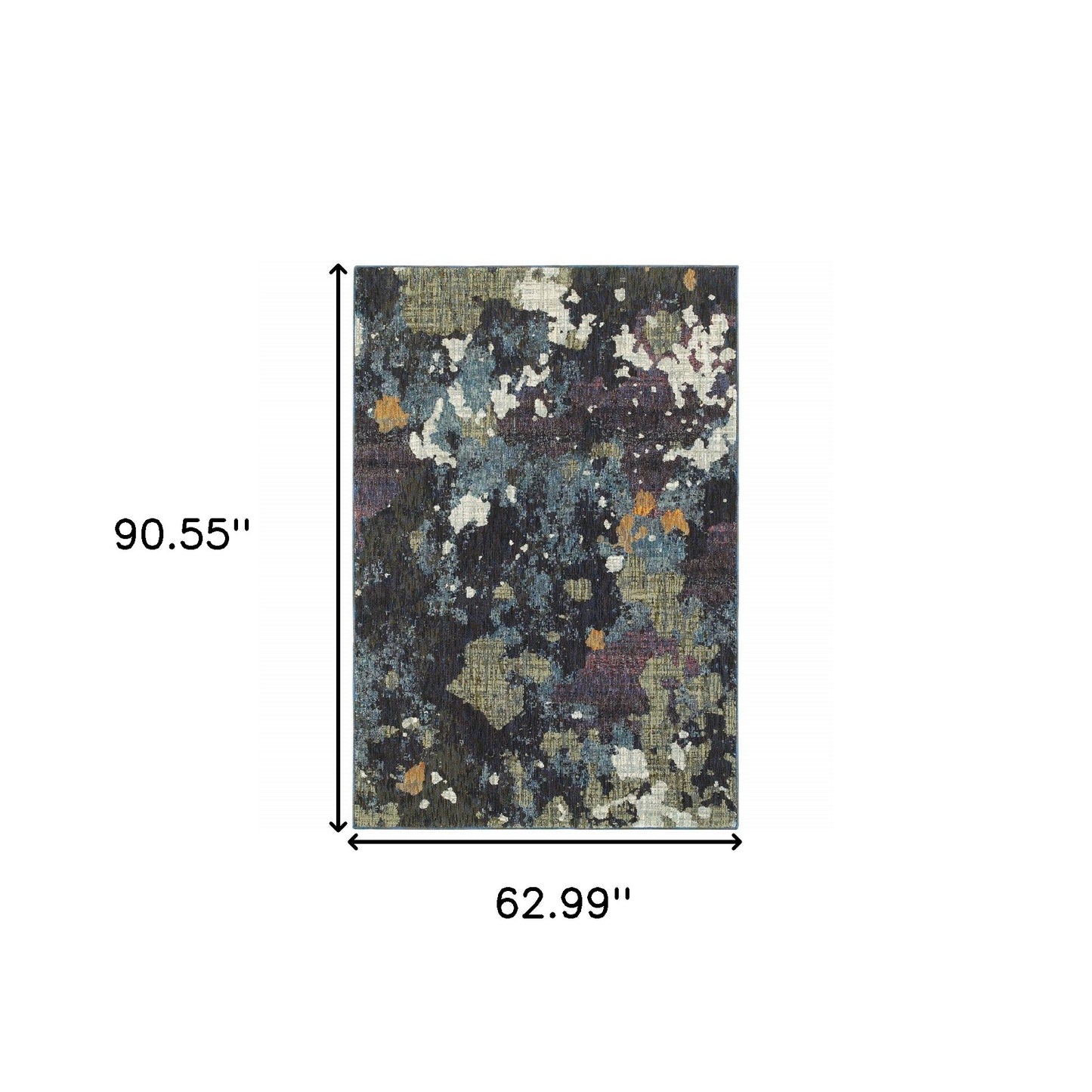 5' X 7' Navy And Green Abstract Power Loom Stain Resistant Area Rug