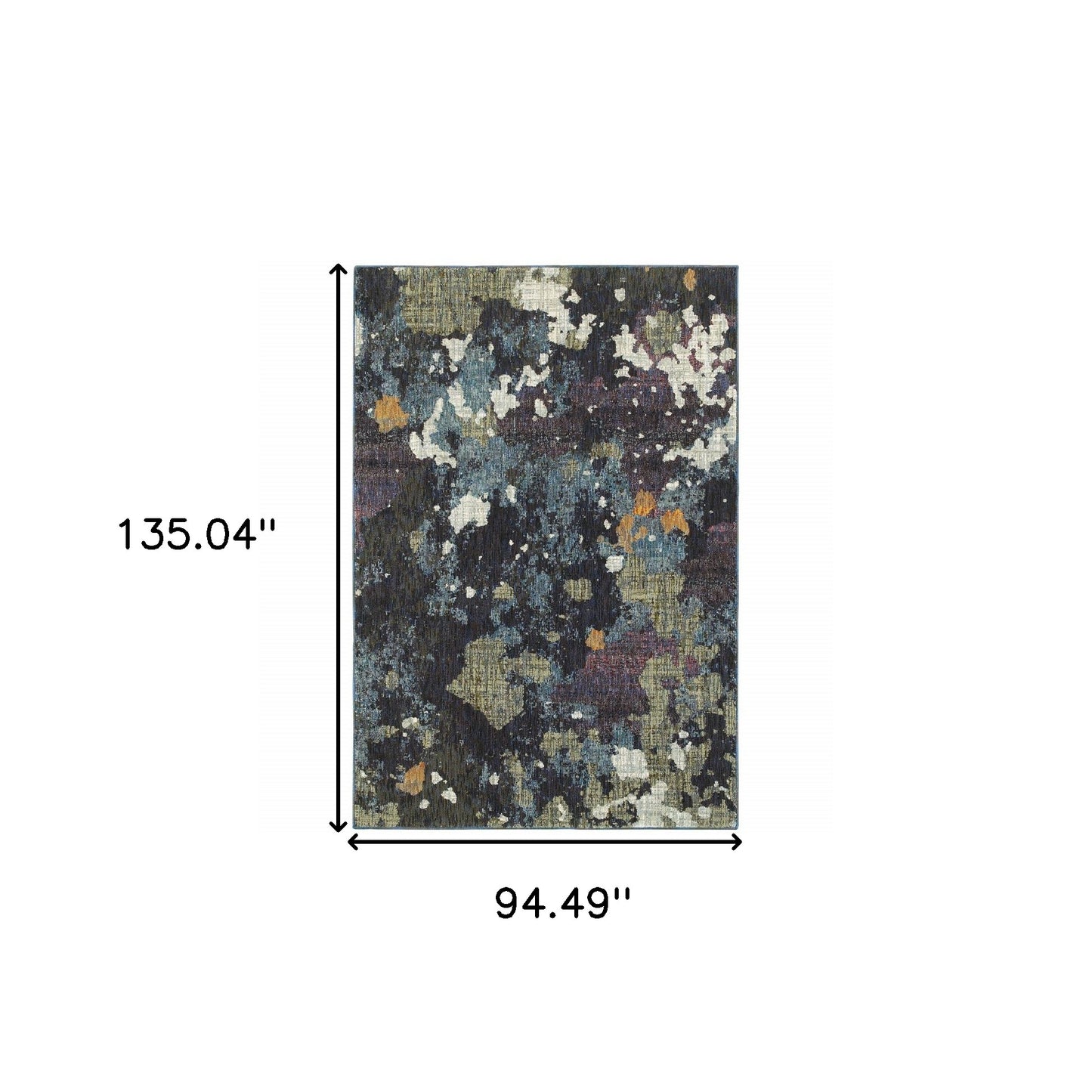 8' X 10' Navy And Green Abstract Power Loom Stain Resistant Area Rug