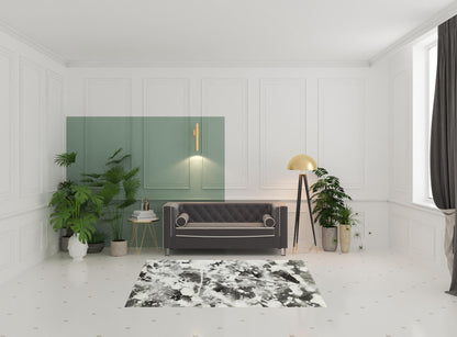 5' X 7' Charcoal And White Abstract Power Loom Stain Resistant Area Rug
