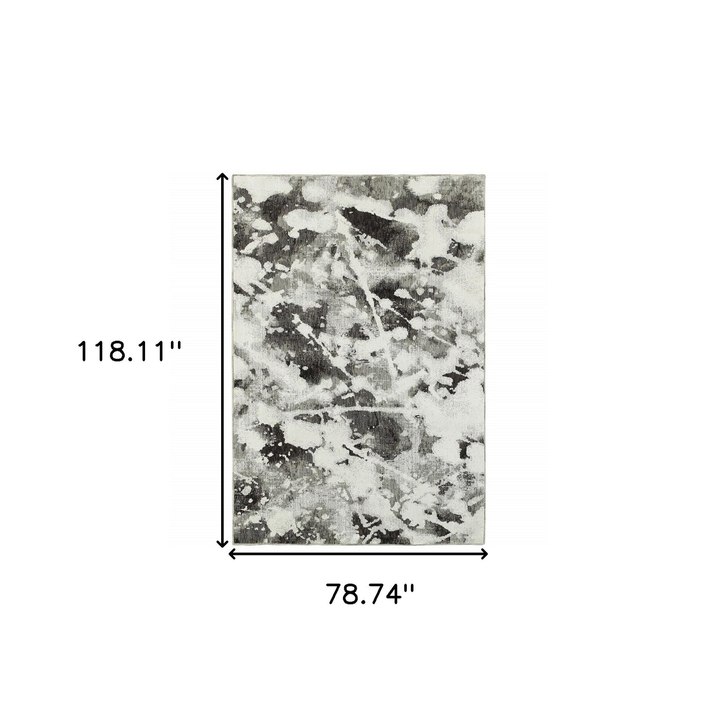 6' X 9' Charcoal And White Abstract Power Loom Stain Resistant Area Rug