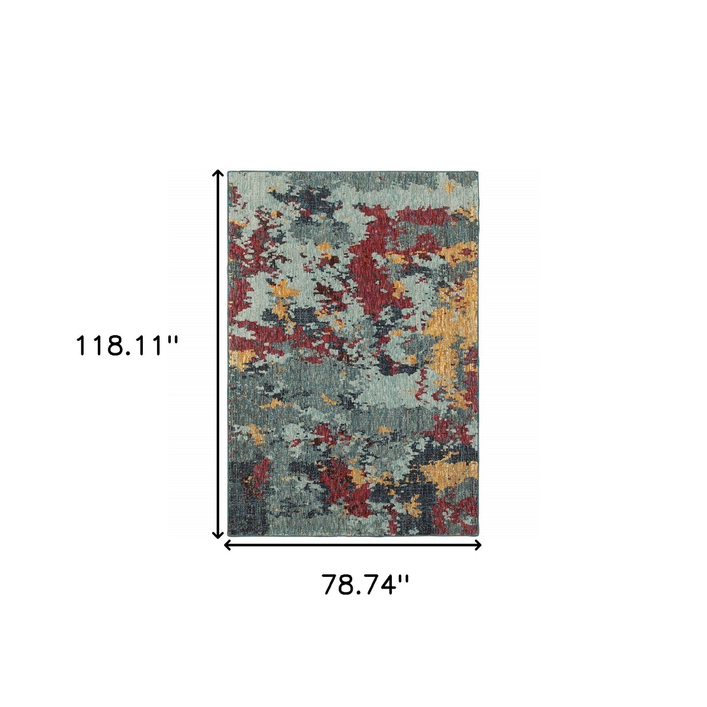 6' X 9' Blue And Red Abstract Power Loom Stain Resistant Area Rug