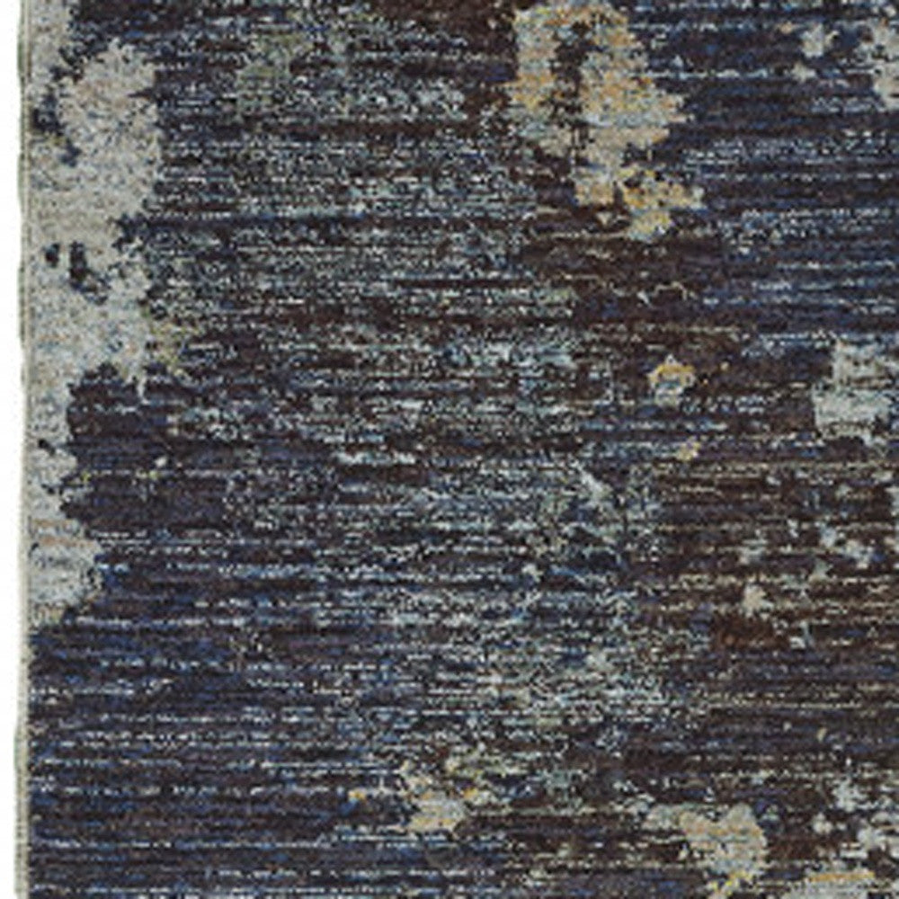 2' X 10' Navy And Blue Abstract Power Loom Stain Resistant Runner Rug