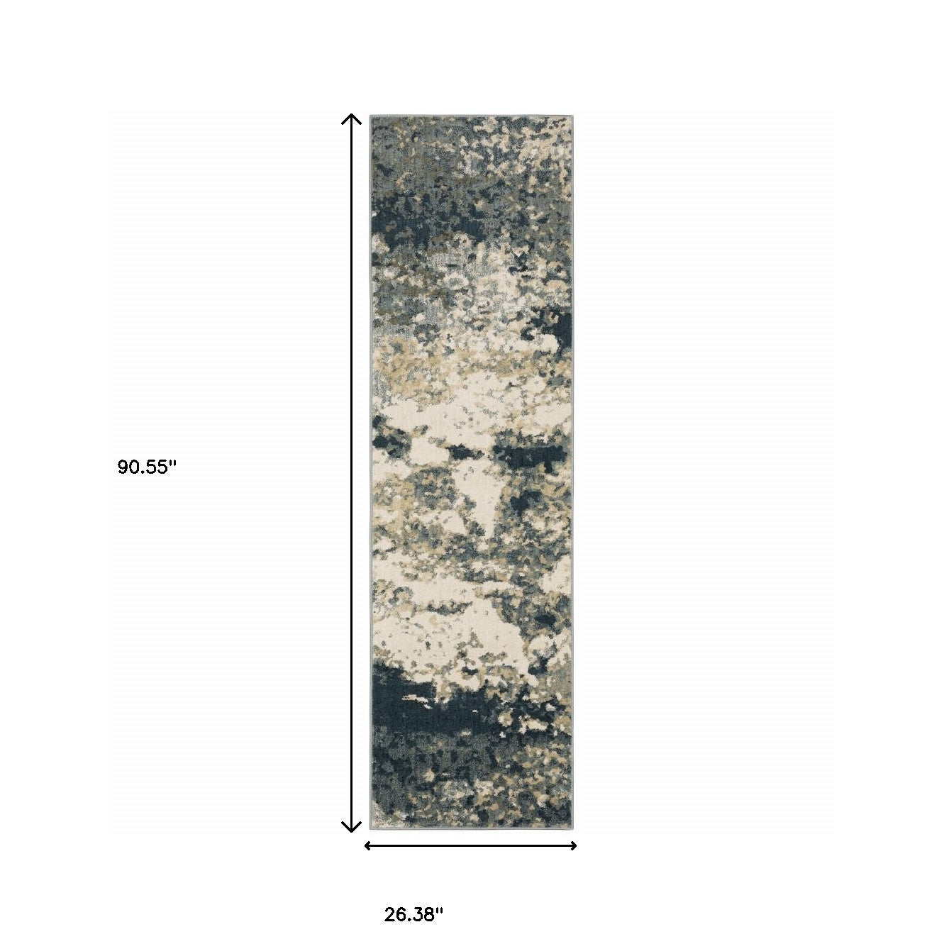 2' X 8' Beige Blue And Sage Abstract Power Loom Stain Resistant Runner Rug