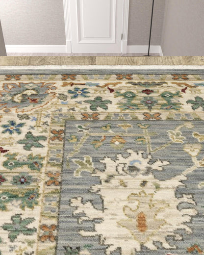 2' X 10' Gray And Ivory Oriental Power Loom Runner Rug With Fringe