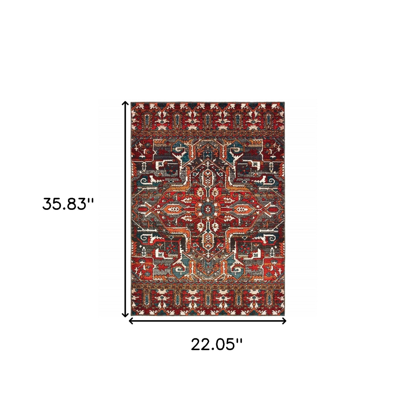 2' X 3' Red Orange Blue And Grey Southwestern Power Loom Stain Resistant Area Rug