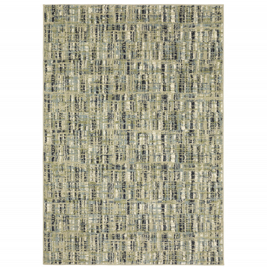 2' X 3' Green Blue Ivory Beige And Light Blue Abstract Power Loom Stain Resistant Area Rug