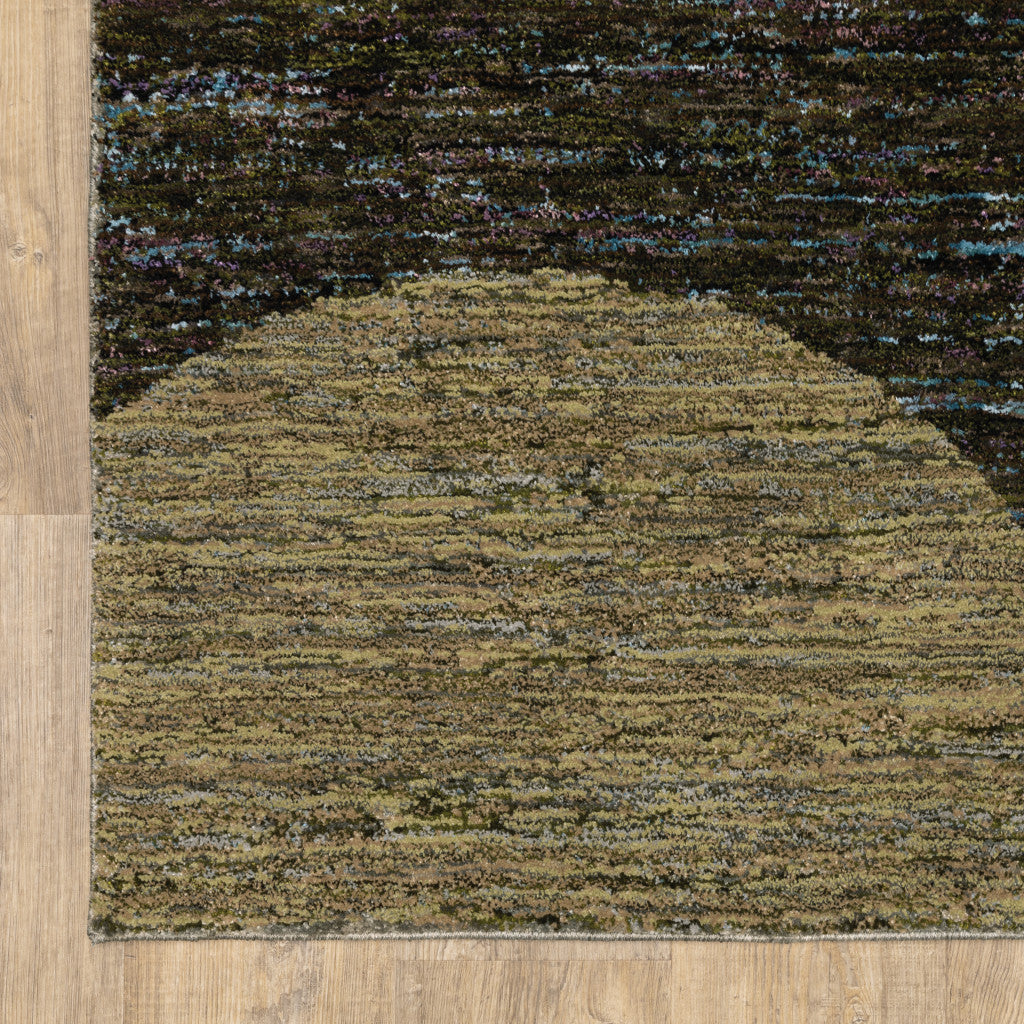 10' X 13' Gold Green Charcoal Teal Blue Purple Grey And Beige Geometric Power Loom Stain Resistant Area Rug