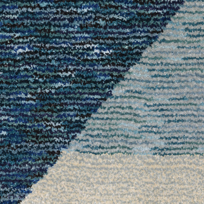 3' X 5' Blue Purple Grey And Teal Geometric Power Loom Area Rug