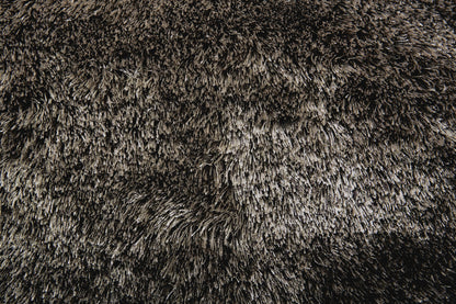 2' X 3' Black And Gray Shag Tufted Handmade Area Rug