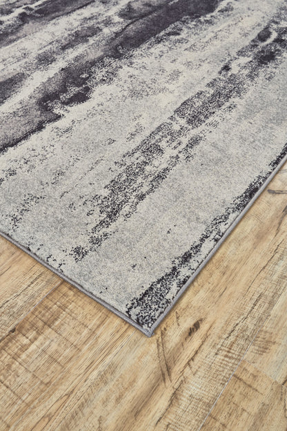 4' X 6' Gray And Black Abstract Stain Resistant Area Rug