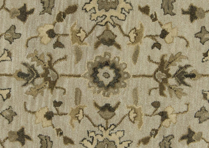 4' X 6' Gray Ivory And Taupe Wool Floral Tufted Handmade Stain Resistant Area Rug