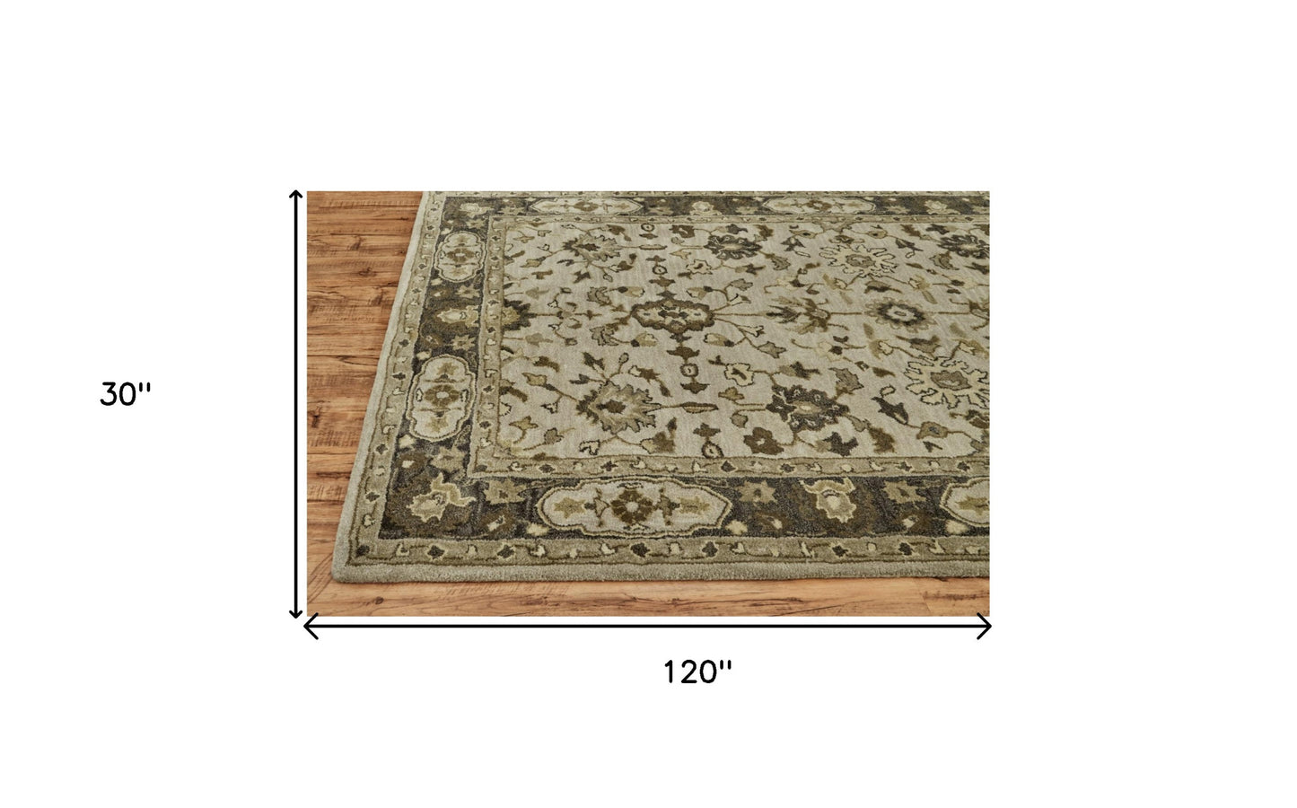 4' X 6' Gray Ivory And Taupe Wool Floral Tufted Handmade Stain Resistant Area Rug