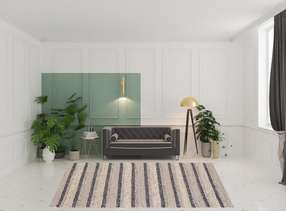 4' X 6' Ivory Tan And Gray Wool Hand Woven Stain Resistant Area Rug