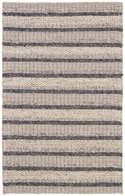 4' X 6' Ivory Tan And Gray Wool Hand Woven Stain Resistant Area Rug
