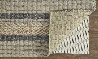 4' X 6' Ivory Tan And Gray Wool Hand Woven Stain Resistant Area Rug