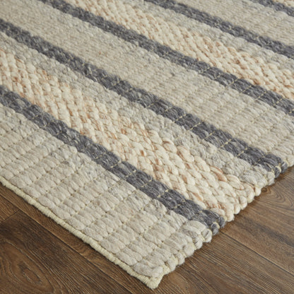 4' X 6' Ivory Tan And Gray Wool Hand Woven Stain Resistant Area Rug