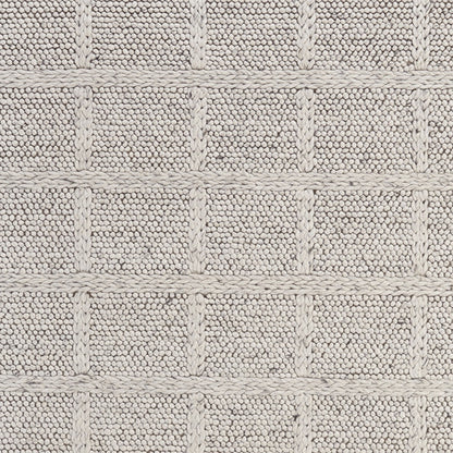 5' X 8' Ivory And Gray Wool Plaid Hand Woven Stain Resistant Area Rug