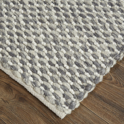 4' X 6' Gray And Ivory Wool Floral Hand Woven Stain Resistant Area Rug