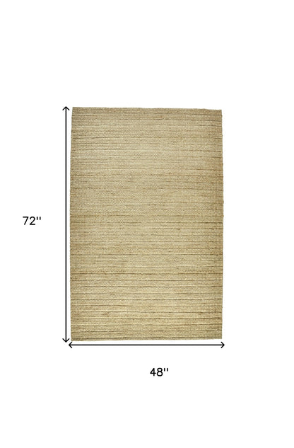 2' X 3' Tan Ivory And Taupe Hand Woven Area Rug
