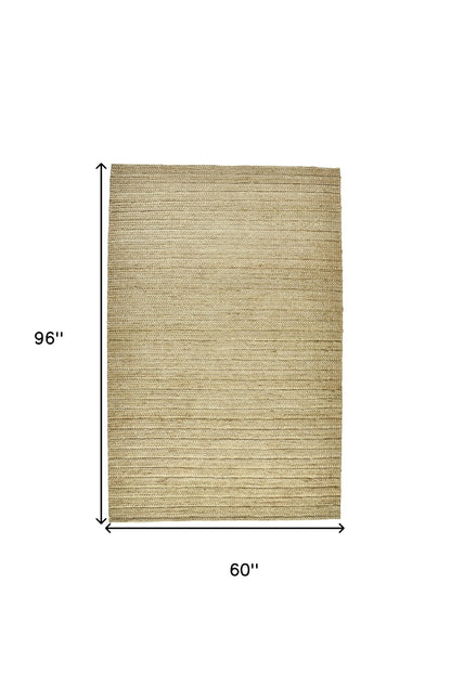 2' X 3' Tan Ivory And Taupe Hand Woven Area Rug