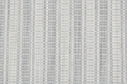 9' X 13' Blue Gray And Ivory Striped Hand Woven Area Rug