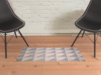 8' X 11' Beige Gray And Ivory Geometric Stain Resistant Area Rug