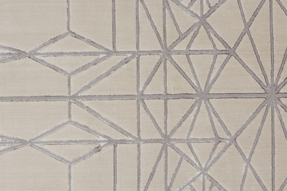 5' X 8' White Silver And Gray Geometric Stain Resistant Area Rug