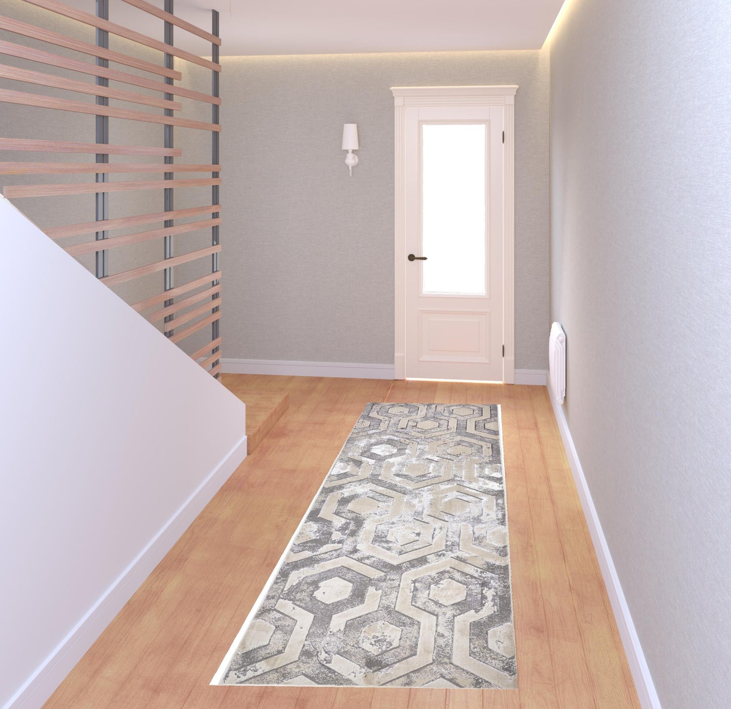 5' X 8' Gray Taupe And Silver Abstract Stain Resistant Area Rug