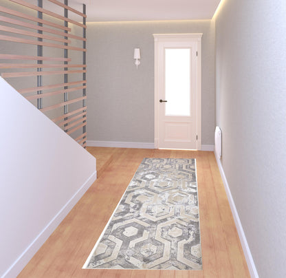 5' X 8' Gray Taupe And Silver Abstract Stain Resistant Area Rug