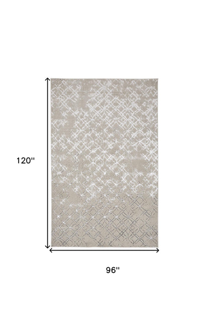 5' X 8' Silver Gray And White Abstract Stain Resistant Area Rug