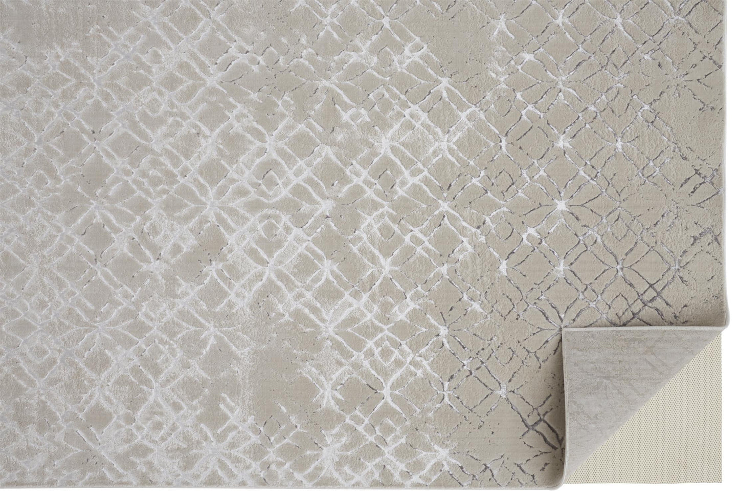 5' X 8' Silver Gray And White Abstract Stain Resistant Area Rug