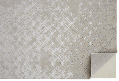 5' X 8' Silver Gray And White Abstract Stain Resistant Area Rug