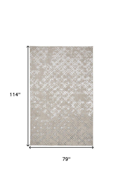 5' X 8' Silver Gray And White Abstract Stain Resistant Area Rug