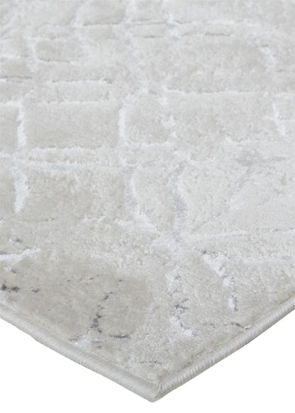 5' X 8' Silver Gray And White Abstract Stain Resistant Area Rug