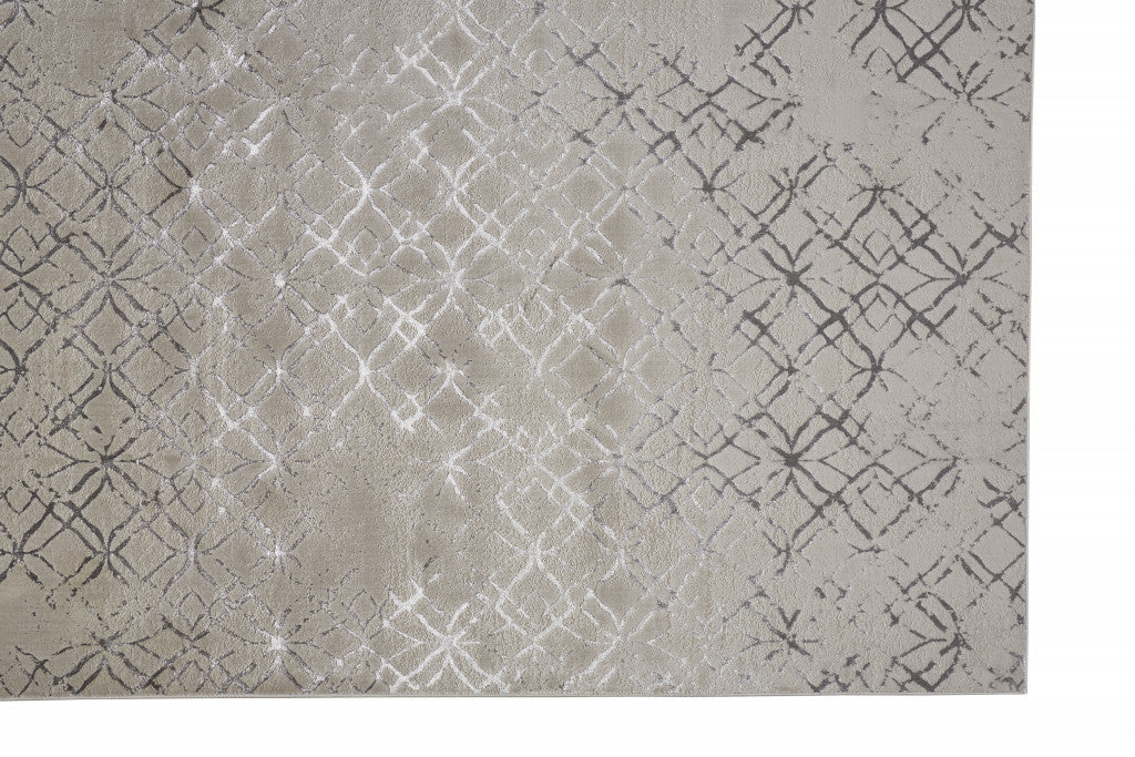 5' X 8' Silver Gray And White Abstract Stain Resistant Area Rug