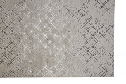5' X 8' Silver Gray And White Abstract Stain Resistant Area Rug