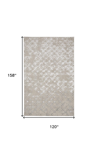 5' X 8' Silver Gray And White Abstract Stain Resistant Area Rug