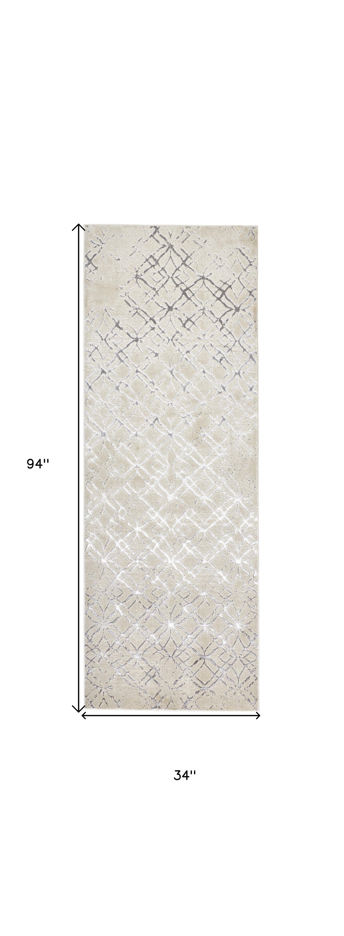 5' X 8' Silver Gray And White Abstract Stain Resistant Area Rug