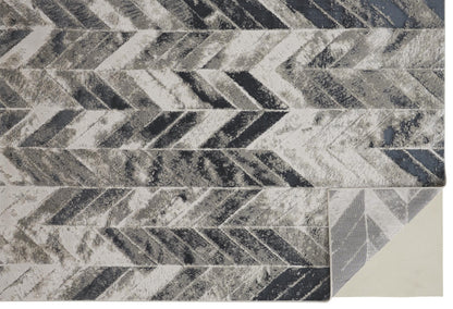 8' X 11' Black Gray And Silver Geometric Stain Resistant Area Rug