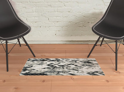 8' X 11' Black Gray And Silver Geometric Stain Resistant Area Rug