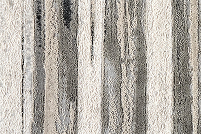 4' X 6' Silver Gray And Black Abstract Area Rug
