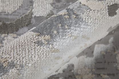8' X 11' Silver Gray And White Abstract Stain Resistant Area Rug
