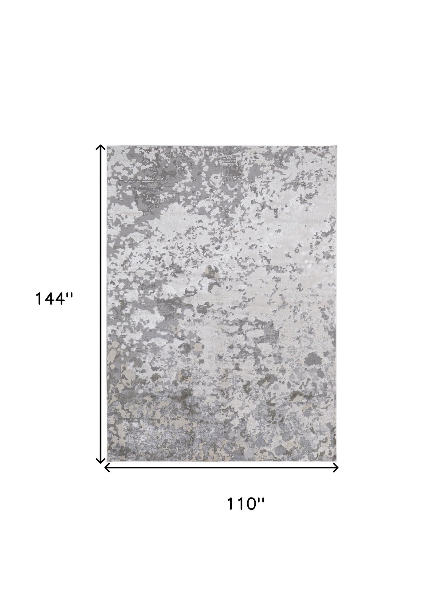 8' X 11' Silver Gray And White Abstract Stain Resistant Area Rug