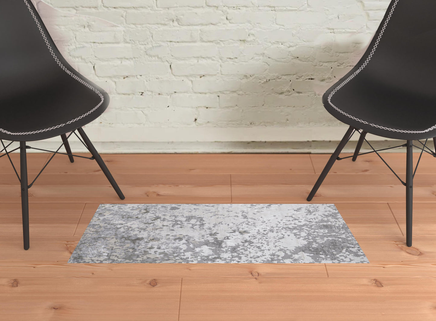 8' X 11' Silver Gray And White Abstract Stain Resistant Area Rug