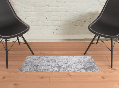 8' X 11' Silver Gray And White Abstract Stain Resistant Area Rug